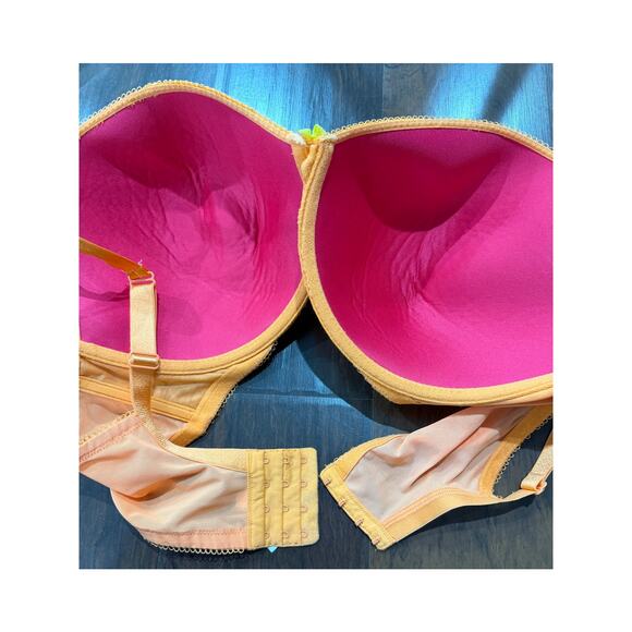 Lane Bryant Cacique Lightly Padded Bra 44DDD Orange and Pink Floral Lace - Picture 4 of 5